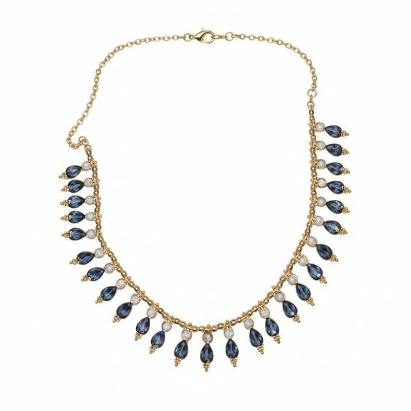 Massini Jewelry - Massini Gold Tone and Blue Teardrop Beaded Necklace